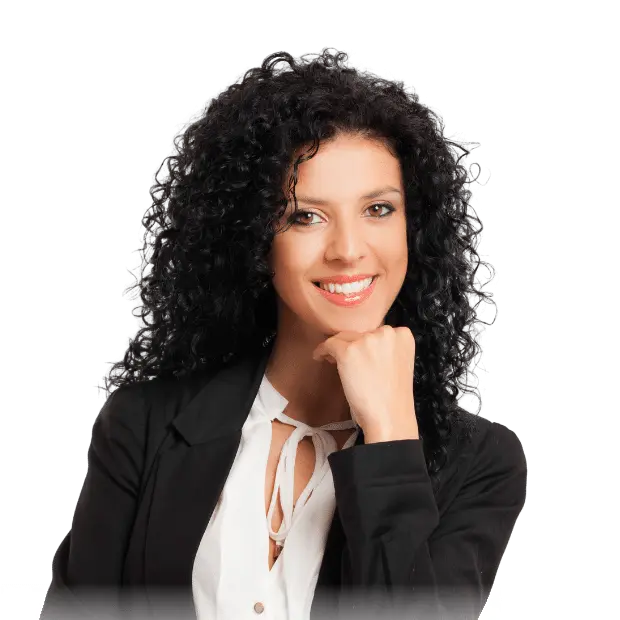 A single woman smiling and posing for Loveland Dental in Asheboro, NC with white teeth.