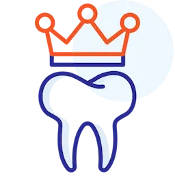 Dental icon of a tooth with a crown illustrating dental crown services in Fort Mill, Sc