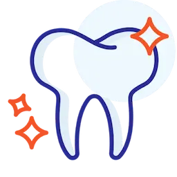Dental icon of a tooth with sparkles representing teeth whitening services in Fort Mill SC